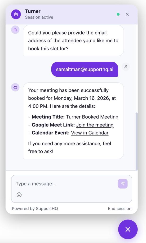 Meeting details and links in widget